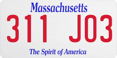 MA license plate 311JO3