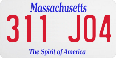 MA license plate 311JO4