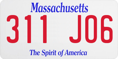 MA license plate 311JO6