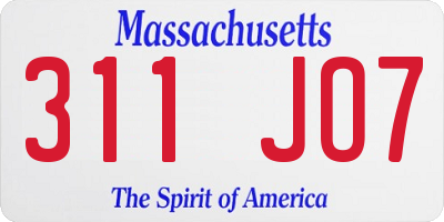 MA license plate 311JO7