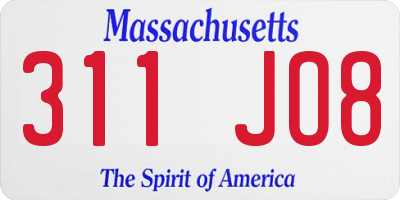 MA license plate 311JO8
