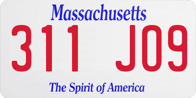 MA license plate 311JO9