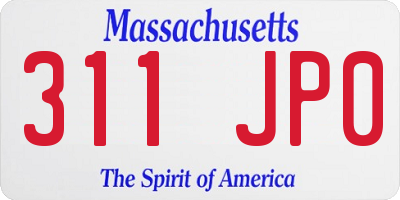 MA license plate 311JP0