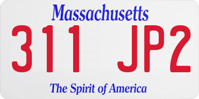 MA license plate 311JP2