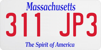 MA license plate 311JP3