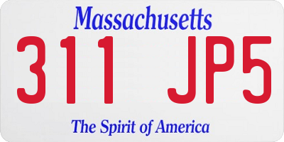 MA license plate 311JP5