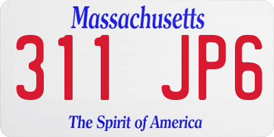 MA license plate 311JP6