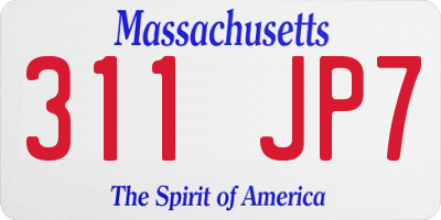 MA license plate 311JP7