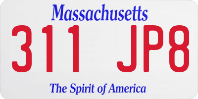 MA license plate 311JP8