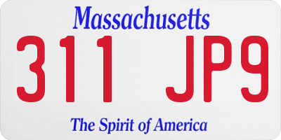 MA license plate 311JP9
