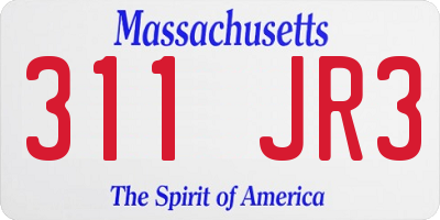 MA license plate 311JR3