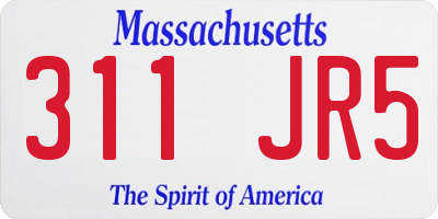 MA license plate 311JR5