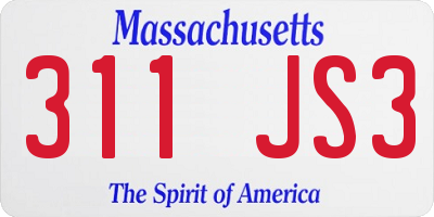 MA license plate 311JS3