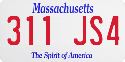 MA license plate 311JS4