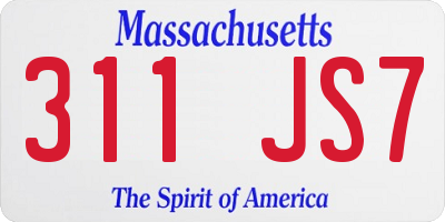MA license plate 311JS7