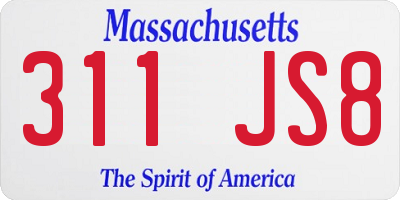 MA license plate 311JS8