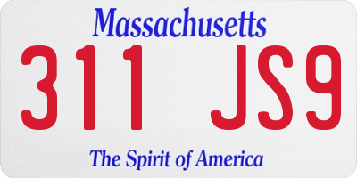 MA license plate 311JS9