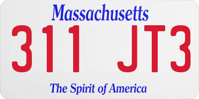 MA license plate 311JT3