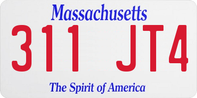 MA license plate 311JT4