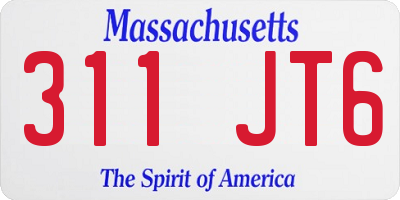 MA license plate 311JT6