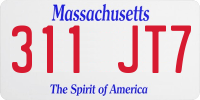 MA license plate 311JT7