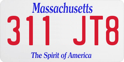 MA license plate 311JT8