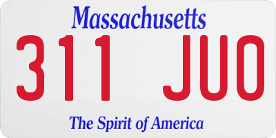 MA license plate 311JU0