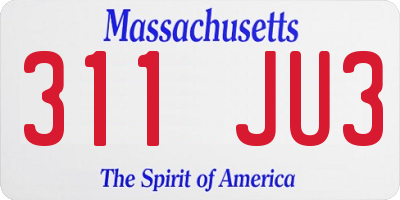 MA license plate 311JU3