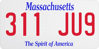 MA license plate 311JU9