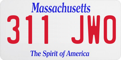MA license plate 311JW0