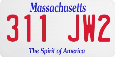 MA license plate 311JW2