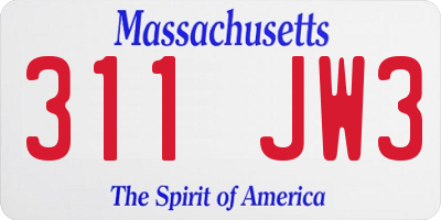 MA license plate 311JW3