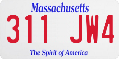 MA license plate 311JW4