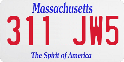 MA license plate 311JW5