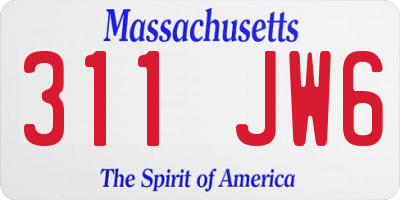 MA license plate 311JW6