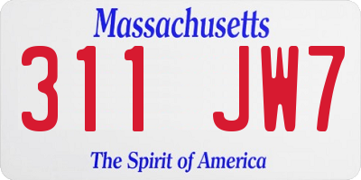 MA license plate 311JW7