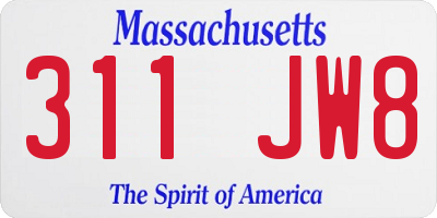 MA license plate 311JW8