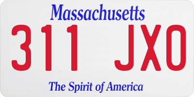 MA license plate 311JX0