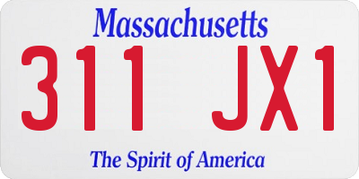 MA license plate 311JX1