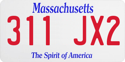 MA license plate 311JX2