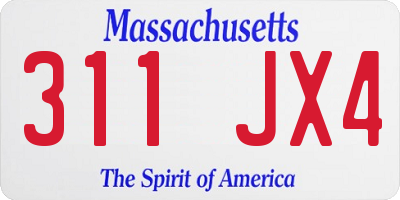 MA license plate 311JX4