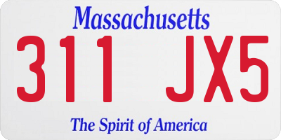 MA license plate 311JX5