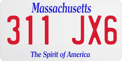 MA license plate 311JX6
