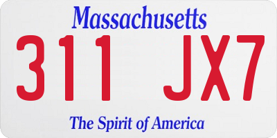 MA license plate 311JX7