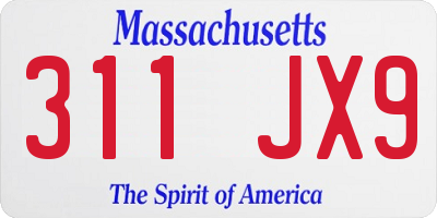 MA license plate 311JX9