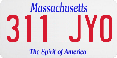 MA license plate 311JY0