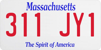 MA license plate 311JY1
