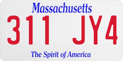 MA license plate 311JY4