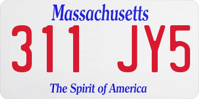 MA license plate 311JY5