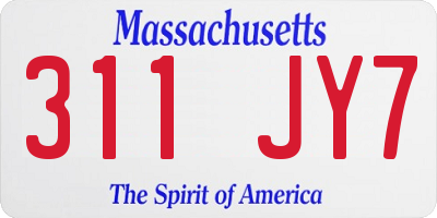 MA license plate 311JY7